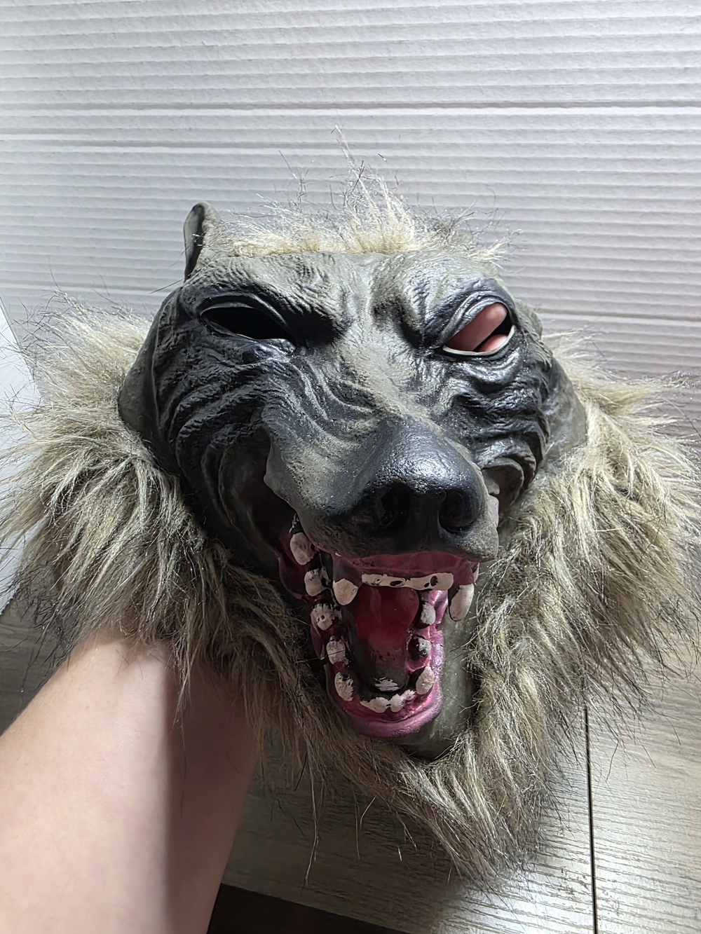 Halloween Warewolf Wolf Wolfman Latex Mask Faux Fur Hole Eyes Very Realistic